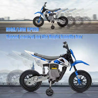 Moto pour enfants 12V, moto électrique pour enfants avec roues stabilisatrices, musique Bluetooth, suspension à ressort, accélérateur à poignée tournante, vitesse maximale de 5 km/h