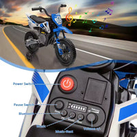 Moto pour enfants 12V, moto électrique pour enfants avec roues stabilisatrices, musique Bluetooth, suspension à ressort, accélérateur à poignée tournante, vitesse maximale de 5 km/h
