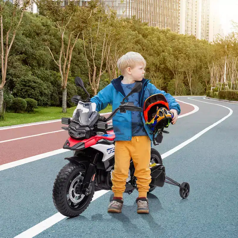 Moto pour enfants, moto électrique BMW 12V 7Ah sous licence, voiture pour enfants avec différentes vitesses, vitesse haute/basse, phares à LED, suspension à ressort, musique