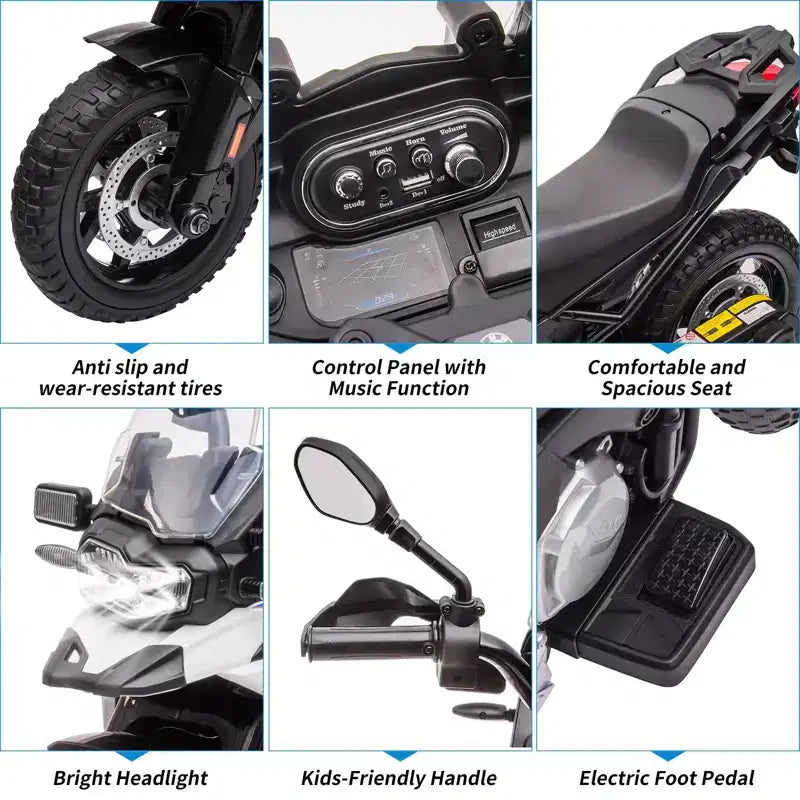 Moto pour enfants, moto électrique BMW 12V 7Ah sous licence, voiture pour enfants avec différentes vitesses, vitesse haute/basse, phares à LED, suspension à ressort, musique