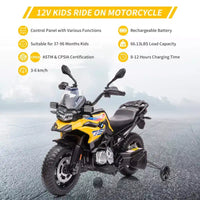 Moto pour enfants, moto électrique BMW 12V 7Ah sous licence, voiture pour enfants avec différentes vitesses, vitesse haute/basse, phares à LED, suspension à ressort, musique