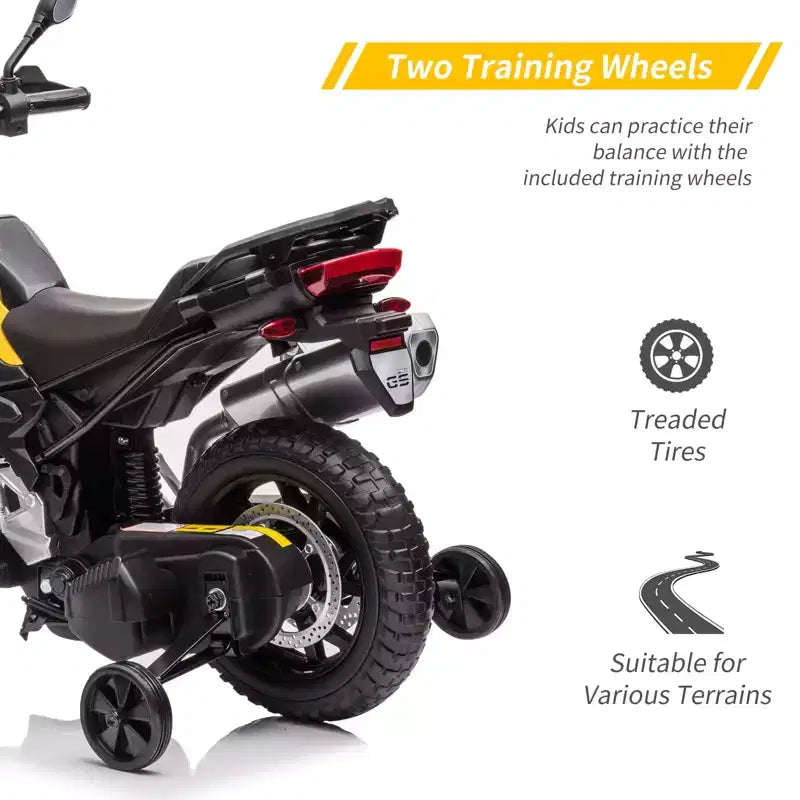 Moto pour enfants, moto électrique BMW 12V 7Ah sous licence, voiture pour enfants avec différentes vitesses, vitesse haute/basse, phares à LED, suspension à ressort, musique