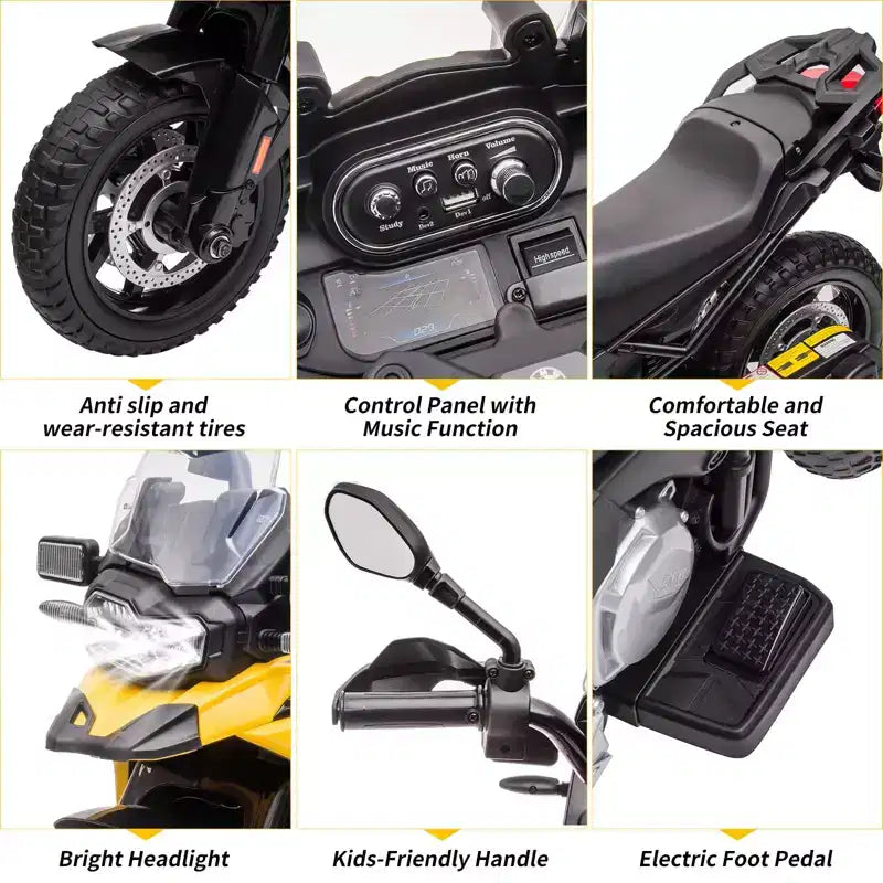 Moto pour enfants, moto électrique BMW 12V 7Ah sous licence, voiture pour enfants avec différentes vitesses, vitesse haute/basse, phares à LED, suspension à ressort, musique