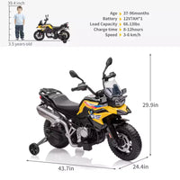 Moto pour enfants, moto électrique BMW 12V 7Ah sous licence, voiture pour enfants avec différentes vitesses, vitesse haute/basse, phares à LED, suspension à ressort, musique