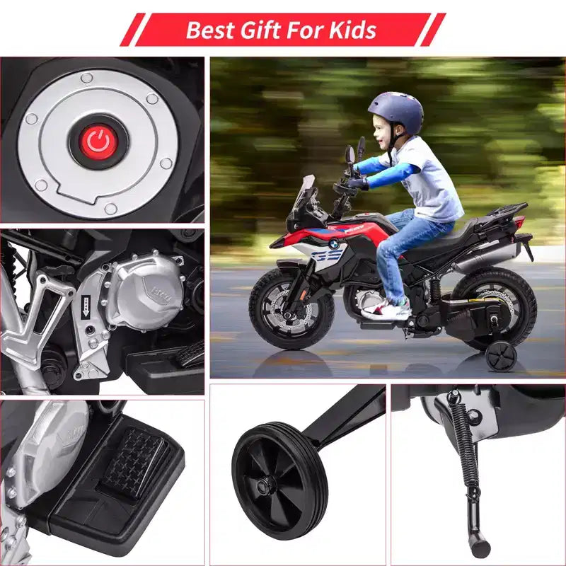 Moto pour enfants, moto électrique BMW 12V 7Ah sous licence, voiture pour enfants avec différentes vitesses, vitesse haute/basse, phares à LED, suspension à ressort, musique