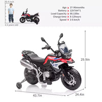 Moto pour enfants, moto électrique BMW 12V 7Ah sous licence, voiture pour enfants avec différentes vitesses, vitesse haute/basse, phares à LED, suspension à ressort, musique