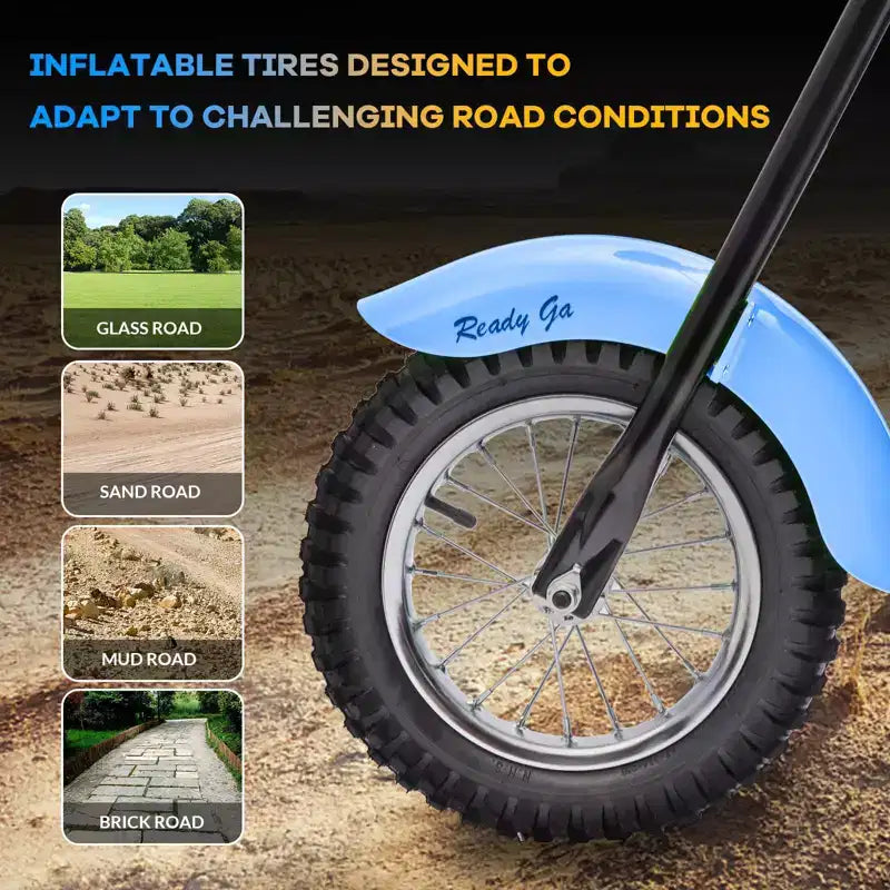 Moto de cross électrique 24V pour enfants - Moto tout-terrain de 22 km/h pour 6-12 ans, moteur puissant 250W, autonomie de 60 min, suspension hydraulique, max 61 kg