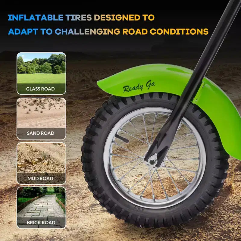 Moto de cross électrique 24V pour enfants - Moto tout-terrain de 22 km/h pour 6-12 ans, moteur puissant 250W, autonomie de 60 min, suspension hydraulique, max 61 kg