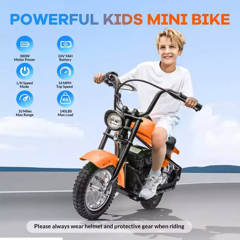 Moto de cross électrique 24V pour enfants - Moto tout-terrain de 22 km/h pour 6-12 ans, moteur puissant 250W, autonomie de 60 min, suspension hydraulique, max 61 kg