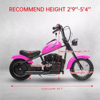 Moto de cross électrique 24V pour enfants - Moto tout-terrain de 22 km/h pour 6-12 ans, moteur puissant 250W, autonomie de 60 min, suspension hydraulique, max 61 kg
