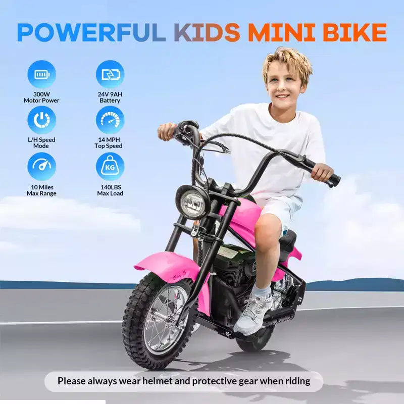 Moto de cross électrique 24V pour enfants - Moto tout-terrain de 22 km/h pour 6-12 ans, moteur puissant 250W, autonomie de 60 min, suspension hydraulique, max 61 kg