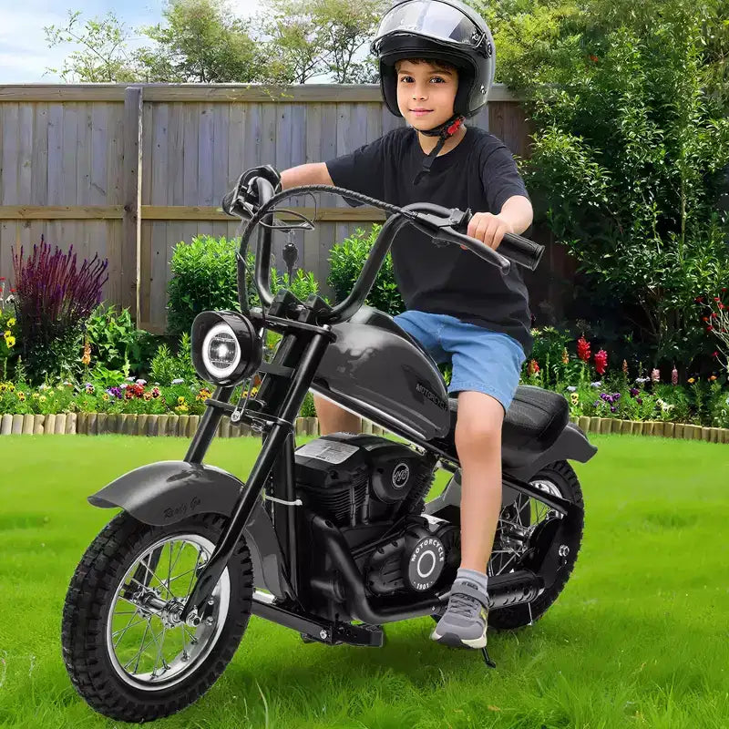 24V Kids Electric Dirt Bike - 14 MPH Off-Road Motorcycle for Ages 6-12, 250w Powerful Motor, 60 Min Ride Time, Hydraulic Suspension, Max 135 Lbs