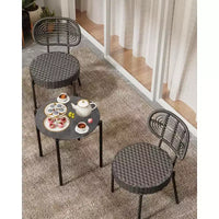 Ensemble de bistrot Acekool 3 pièces en osier – 2 chaises et une table en verre pour patio, balcon et petits espaces