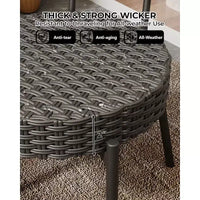 Ensemble de bistrot Acekool 3 pièces en osier – 2 chaises et une table en verre pour patio, balcon et petits espaces