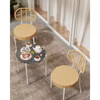 Ensemble de bistrot Acekool 3 pièces en osier – 2 chaises et une table en verre pour patio, balcon et petits espaces