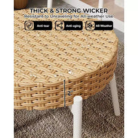 Ensemble de bistrot Acekool 3 pièces en osier – 2 chaises et une table en verre pour patio, balcon et petits espaces