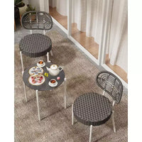 Ensemble de bistrot Acekool 3 pièces en osier – 2 chaises et une table en verre pour patio, balcon et petits espaces