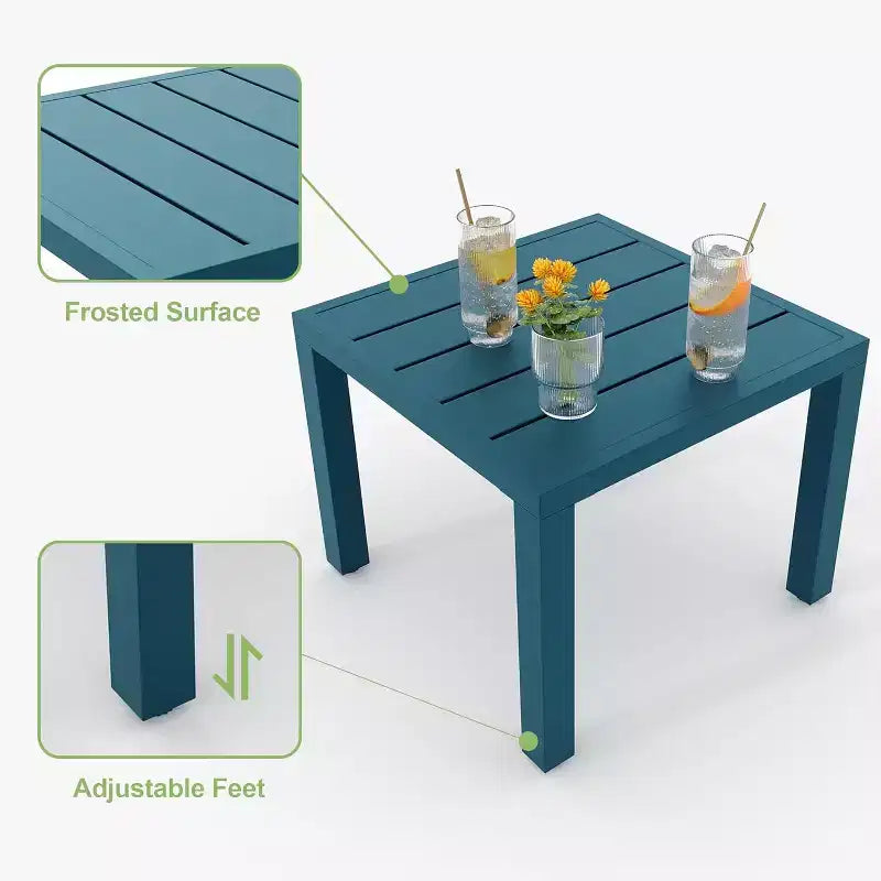 Ensemble bistro de patio 3 pièces, ensemble de mobilier au design moderne à dossier sculpté, chaises de porche en métal avec table à thé pour balcon, jardin ou patio avant