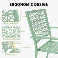 Ensemble bistro de patio 3 pièces, ensemble de mobilier au design moderne à dossier sculpté, chaises de porche en métal avec table à thé pour balcon, jardin ou patio avant