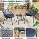 Acekool 3-Piece Outdoor Acapulco Patio Bistro Set,Cushioned Chairs & Glass Top Table, All-Weather Blue Chairs for Balcony, Pool, Garden, Backyard
