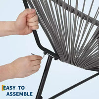 Acekool Ensemble de bistro de patio Acapulco 3 pièces avec table en verre et 2 chaises en osier, sièges d'extérieur toutes saisons pour balcon et jardin, gris