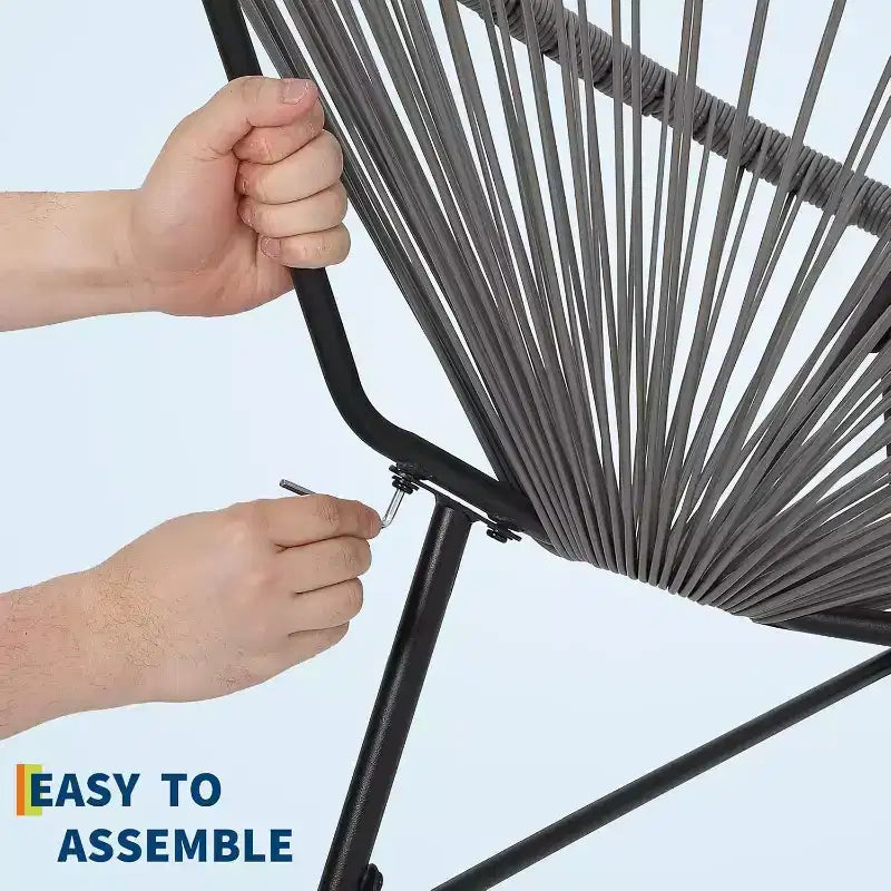 Acekool Ensemble de bistro de patio Acapulco 3 pièces avec table en verre et 2 chaises en osier, sièges d'extérieur toutes saisons pour balcon et jardin, gris