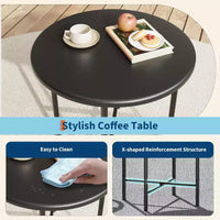 Ensemble bistro Acekool 3 pièces pour terrasse extérieure, chaises et table d'appoint en acier thermolaqué, mobilier noir résistant aux intempéries pour jardin, balcon, arrière-cour