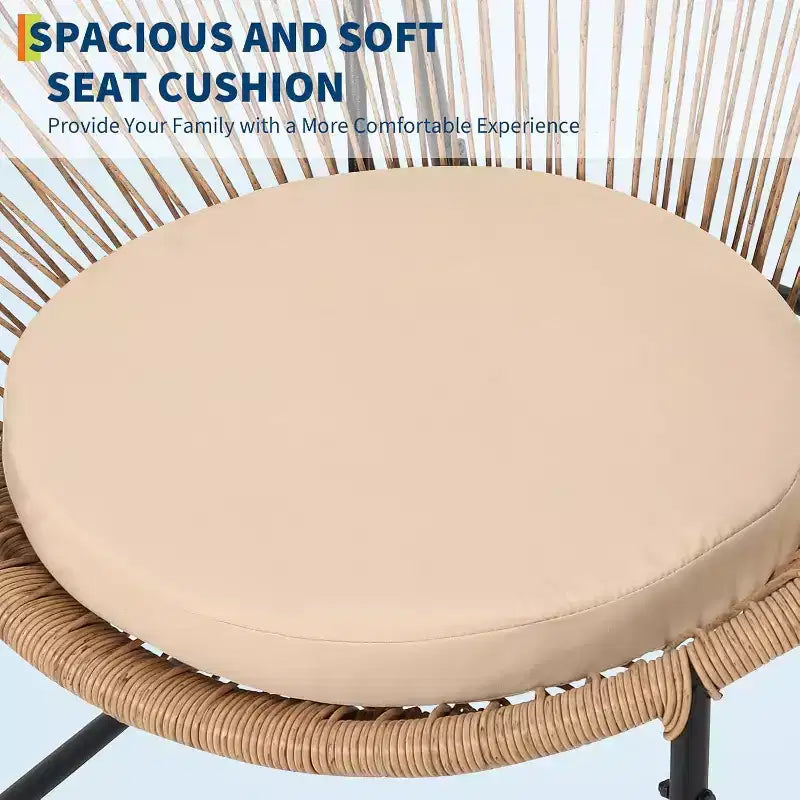 Acekool Ensemble de 3 Meubles de Jardin Acapulco avec Table d'appoint en Verre et Chaises Coussinées, Salon de Jardin en Résine Tressée pour Balcon et Jardin, Marron