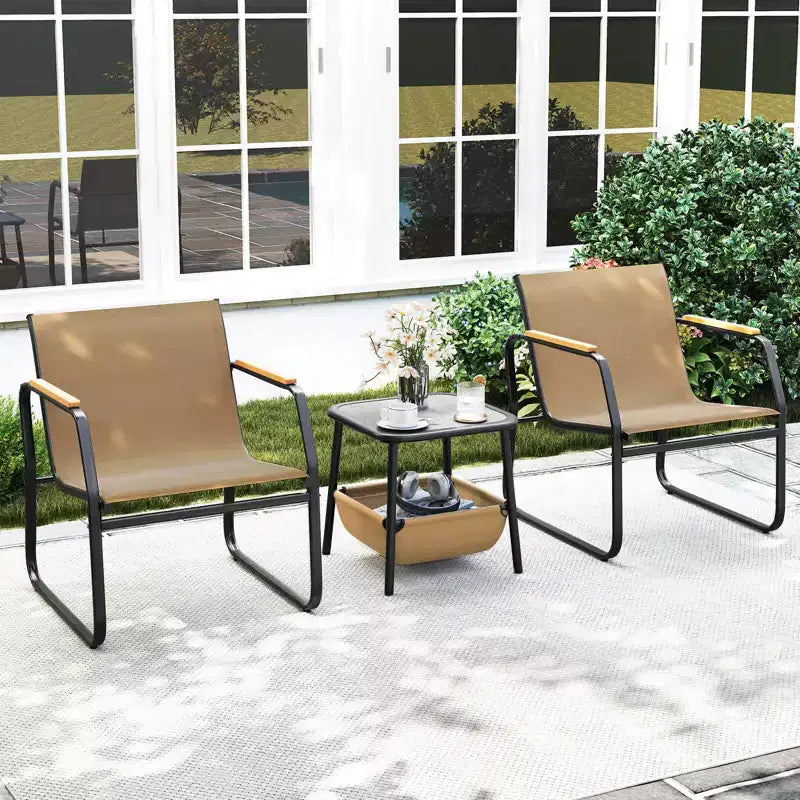 Ensemble de mobilier de patio Costway 3 pièces avec tissu maillé respirant et cadre en métal pour jardin