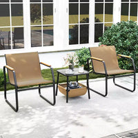 Ensemble de mobilier de patio Costway 3 pièces avec tissu maillé respirant et cadre en métal pour jardin