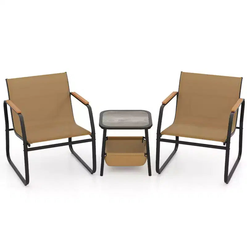 Ensemble de mobilier de patio Costway 3 pièces avec tissu maillé respirant et cadre en métal pour jardin