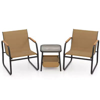 Ensemble de mobilier de patio Costway 3 pièces avec tissu maillé respirant et cadre en métal pour jardin