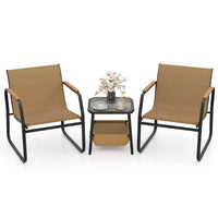 Ensemble de mobilier de patio Costway 3 pièces avec tissu maillé respirant et cadre en métal pour jardin