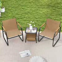 Ensemble de mobilier de patio Costway 3 pièces avec tissu maillé respirant et cadre en métal pour jardin