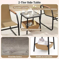 Ensemble de mobilier de patio Costway 3 pièces avec tissu maillé respirant et cadre en métal pour jardin