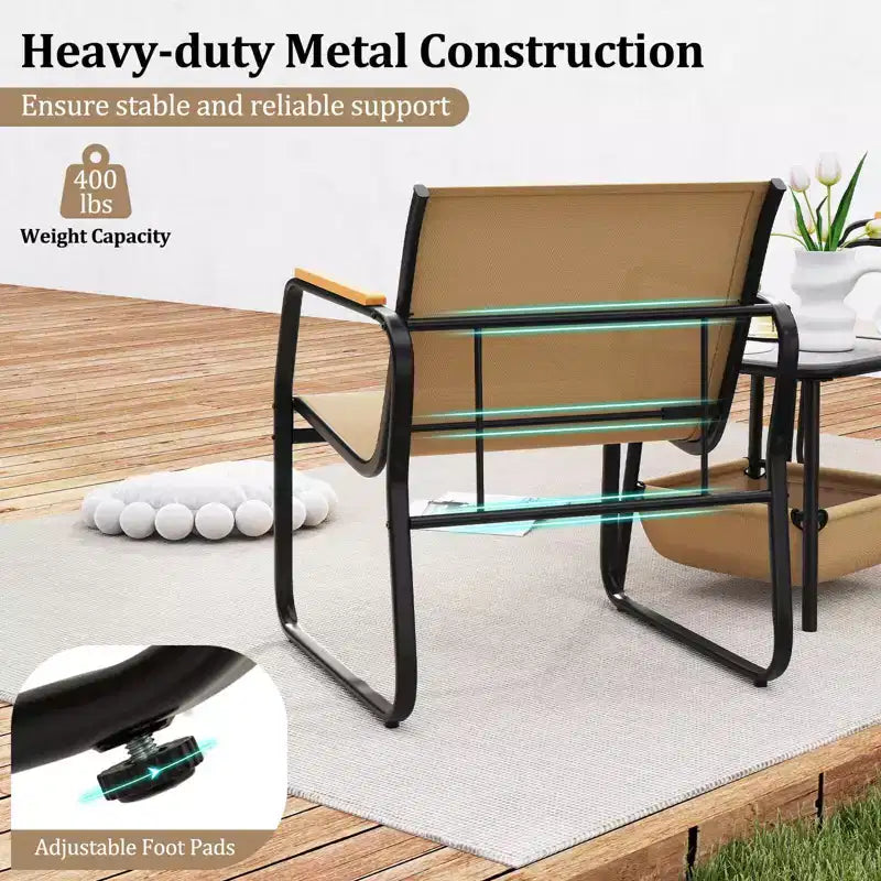 Ensemble de mobilier de patio Costway 3 pièces avec tissu maillé respirant et cadre en métal pour jardin