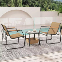 Ensemble de mobilier de patio Costway 3 pièces avec tissu maillé respirant et cadre en métal pour jardin