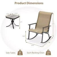Costway Ensemble de 3 Meubles de Jardin avec 2 Fauteuils à Bascule Dossier Haut et Table Basse Plateau Bois-Plastique