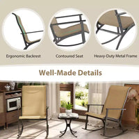 Costway Ensemble de 3 Meubles de Jardin avec 2 Fauteuils à Bascule Dossier Haut et Table Basse Plateau Bois-Plastique