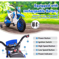 Sandinrayli Moto Électrique pour Enfants 12V Moto Cross Voiture Électrique Batterie Motocross Tout-Terrain