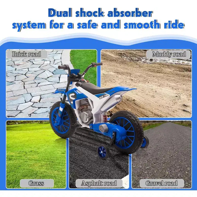 Sandinrayli Moto Électrique pour Enfants 12V Moto Cross Voiture Électrique Batterie Motocross Tout-Terrain