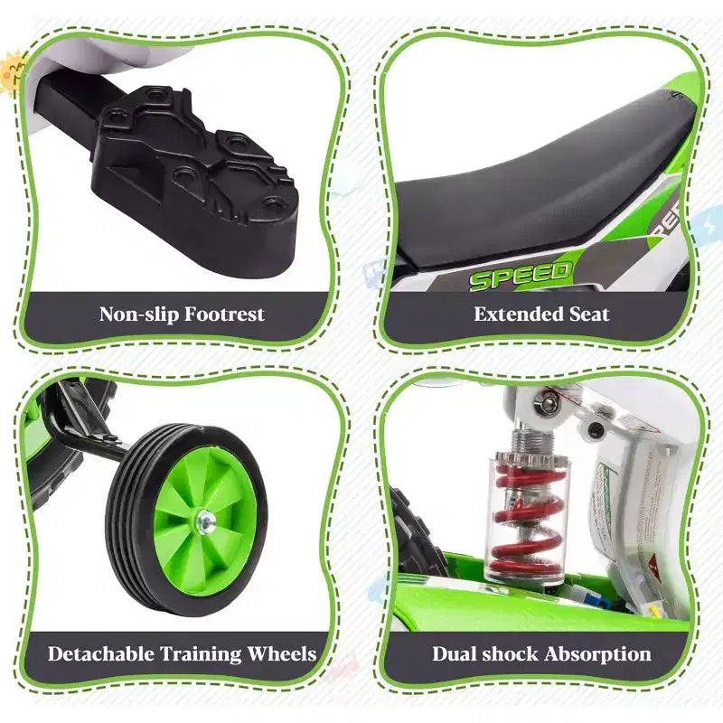 Sandinrayli Moto Électrique pour Enfants 12V Moto Cross Voiture Électrique Batterie Motocross Tout-Terrain