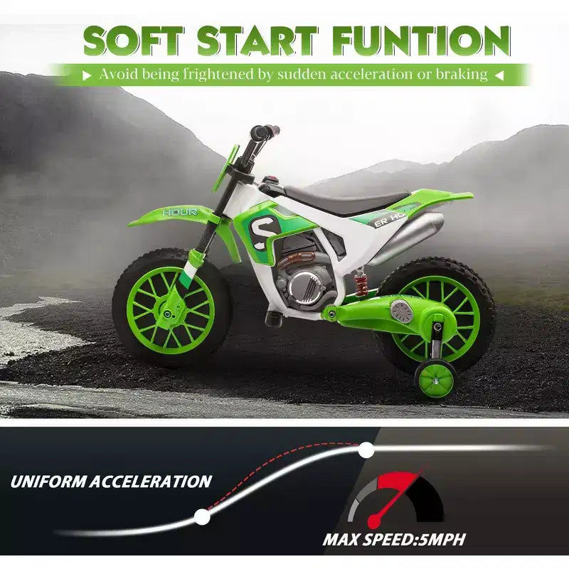 Sandinrayli Moto Électrique pour Enfants 12V Moto Cross Voiture Électrique Batterie Motocross Tout-Terrain