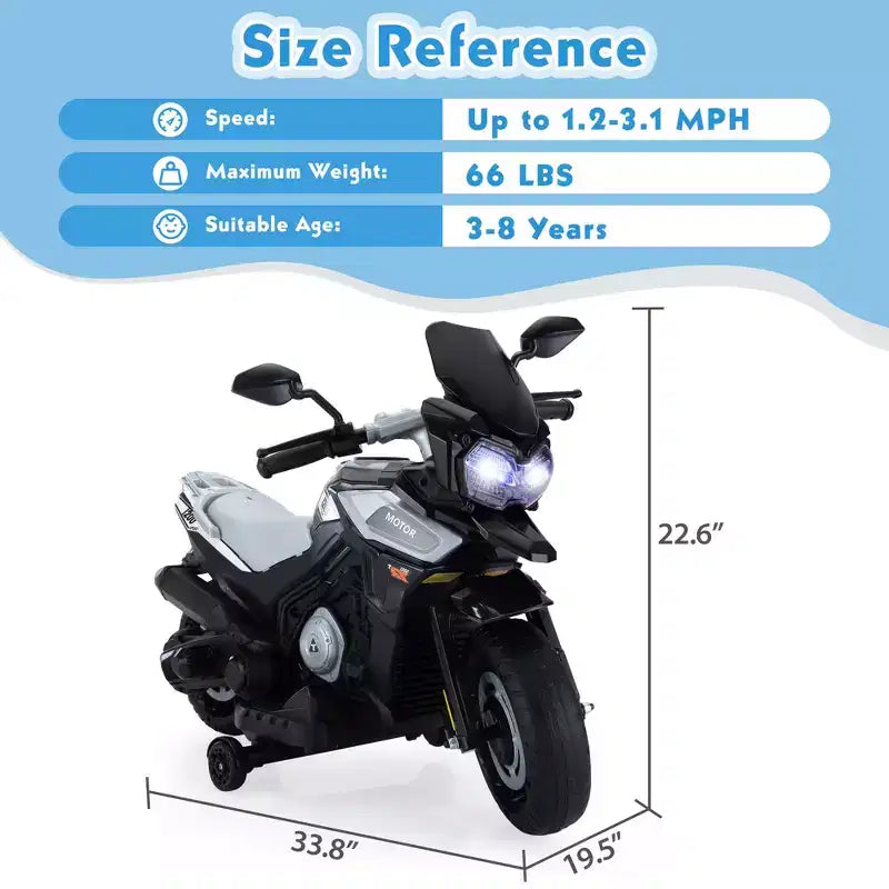 Sandinrayli Moto électrique 12V à enfourcher pour enfants, moto à batterie tout-terrain motos cross