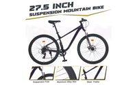 Vélo tout-terrain 27,5 pouces, 8 vitesses, pour hommes, femmes, garçons et filles, suspension avant, cadre en acier
