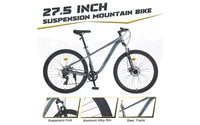Vélo tout-terrain 27,5 pouces, 8 vitesses, pour hommes, femmes, garçons et filles, suspension avant, cadre en acier