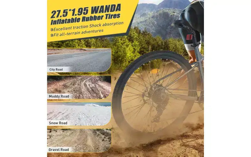 Vélo tout-terrain 27,5 pouces, 8 vitesses, pour hommes, femmes, garçons et filles, suspension avant, cadre en acier