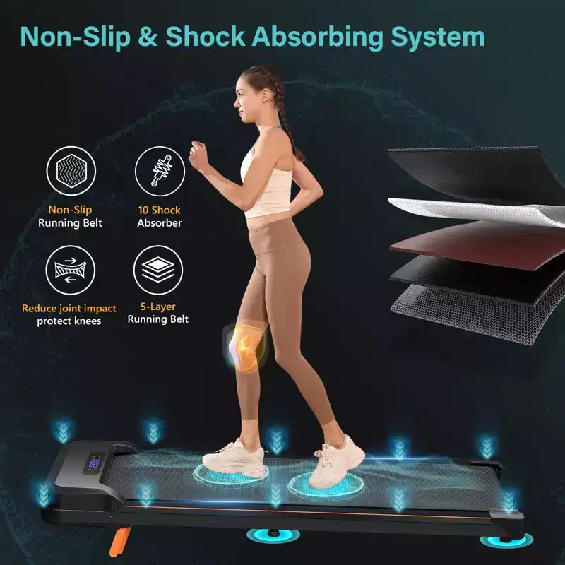 Tapis Roulant Pliable KERDOM, Tapis de Marche Sous Bureau, Tapis de Course pour Bureau à Domicile, Tapis Roulant Silencieux 2 en 1 pour la Marche et le Jogging