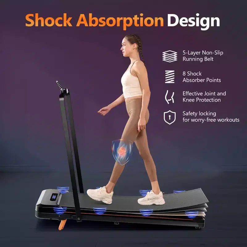 Tapis de marche KERDOM Under Desk, tapis roulant portable pour la maison et le bureau, tapis de marche 2 en 1 avec télécommande, capacité de 158 kg, tapis de course 2,5 CV avec LED