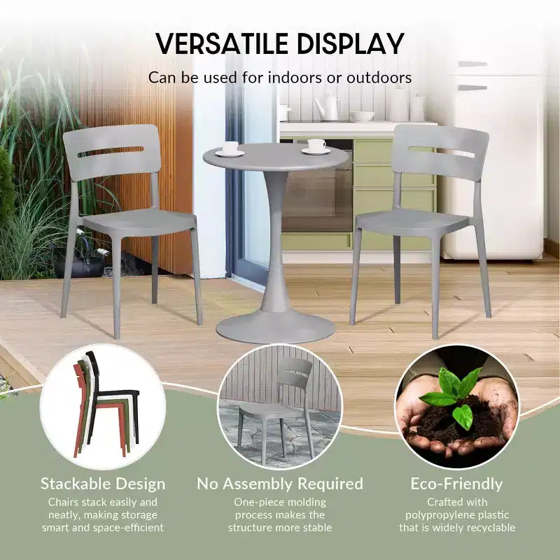 WestinTrends Playa Ensemble de bistrot 3 pièces en résine pour extérieur avec chaises de salle à manger de terrasse empilables